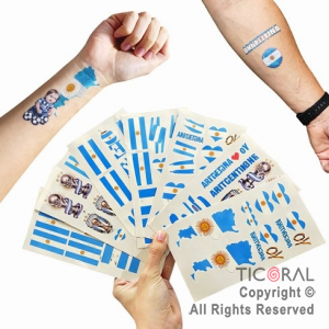 PLANCHAS DE TATUAJES ARGENTINA MUNDIAL X 12 UNIDADES